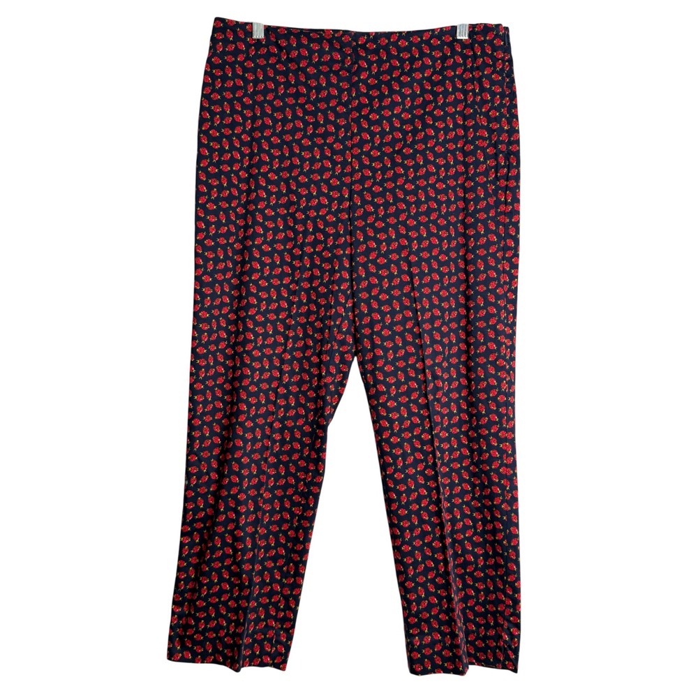 Womens 12 Blue Red Lady Bug Print Preppy Mid Rise